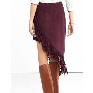 NWT Express Asymmetrical Suede Fringe Skirt • Sz 4